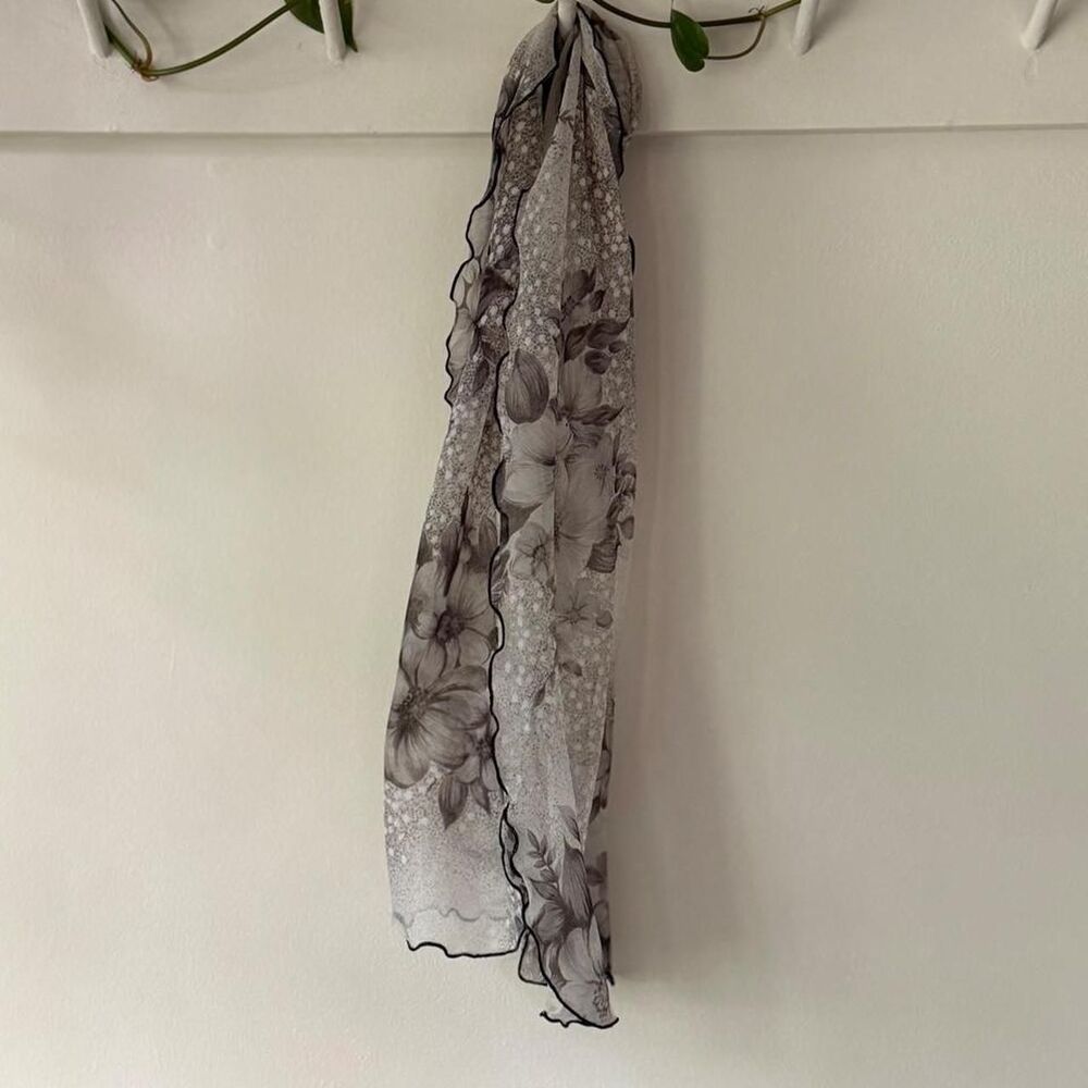 Vintage monochrome floral scarf
